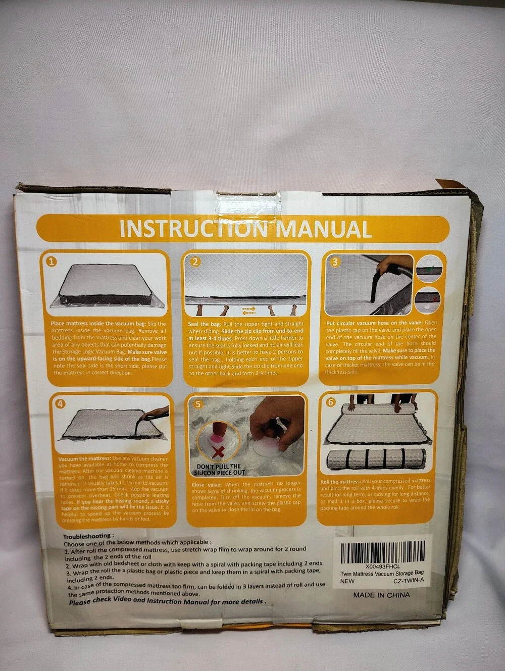Foam Mattress Vacuum Storage Bag with 4 Adjustable Straps, Twin/Twin XL